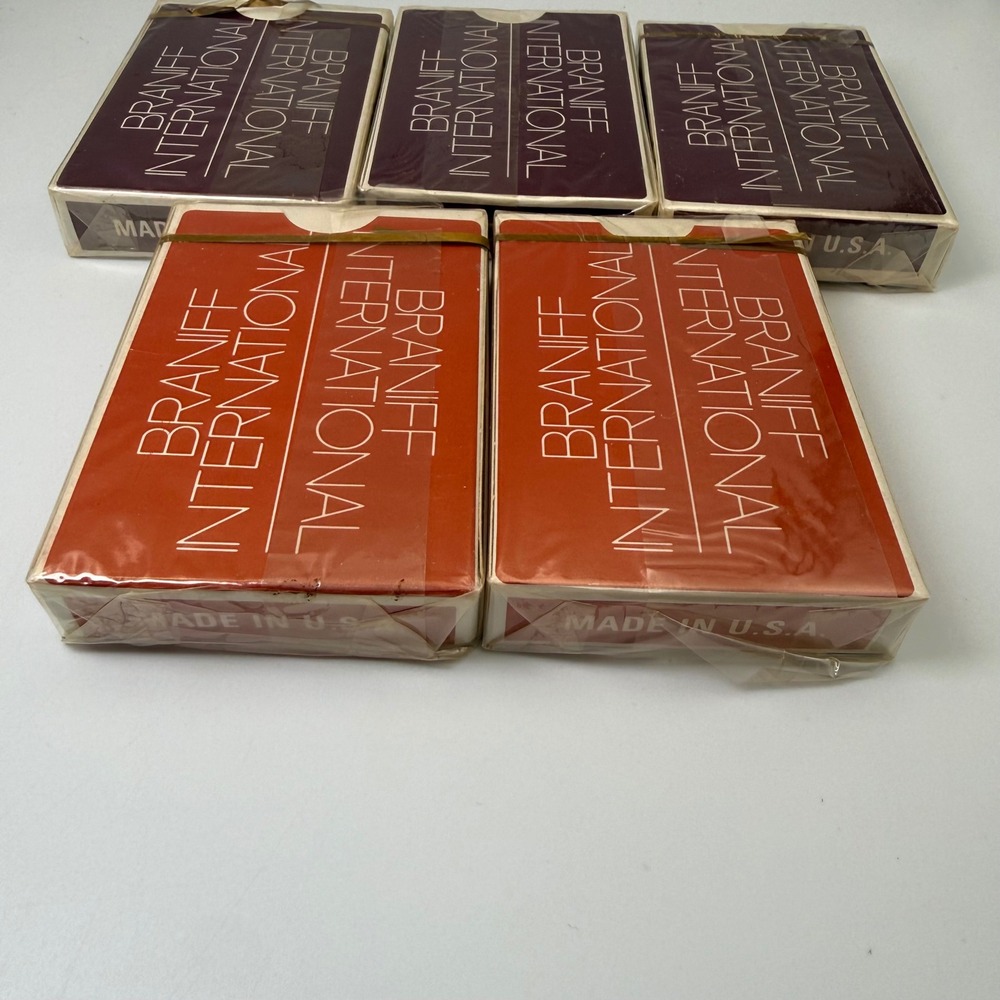 Vintage Braniff International Airways Playing Cards Lot of 5 Sealed Decks USA